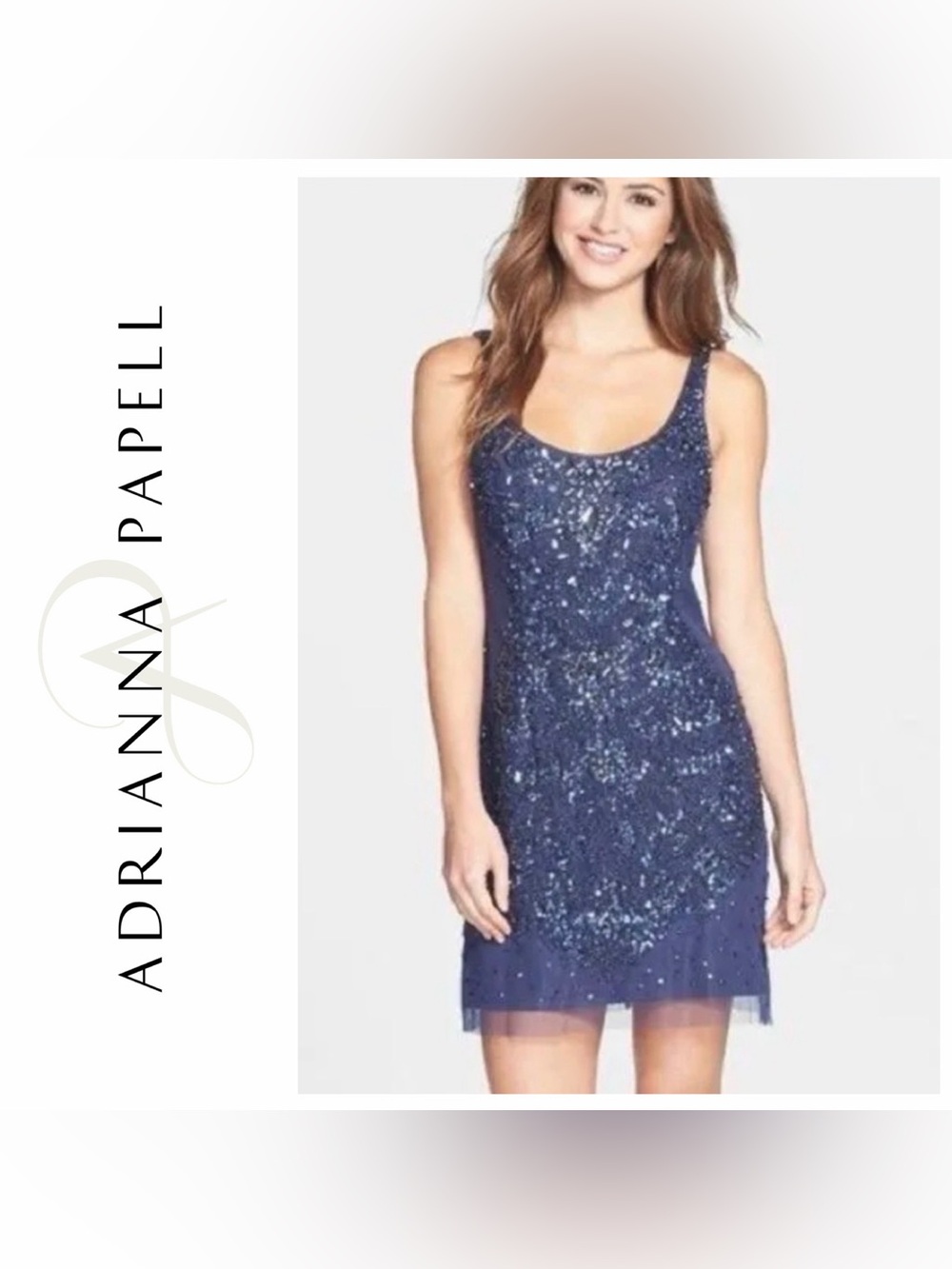 Elegant Blue Sequin Dress by Adrianna Papell size 10 NWT MSRP $240